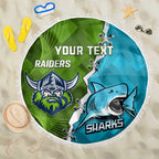 Personalised Sharks And Raiders Rugby Beach Blanket Sporty Style