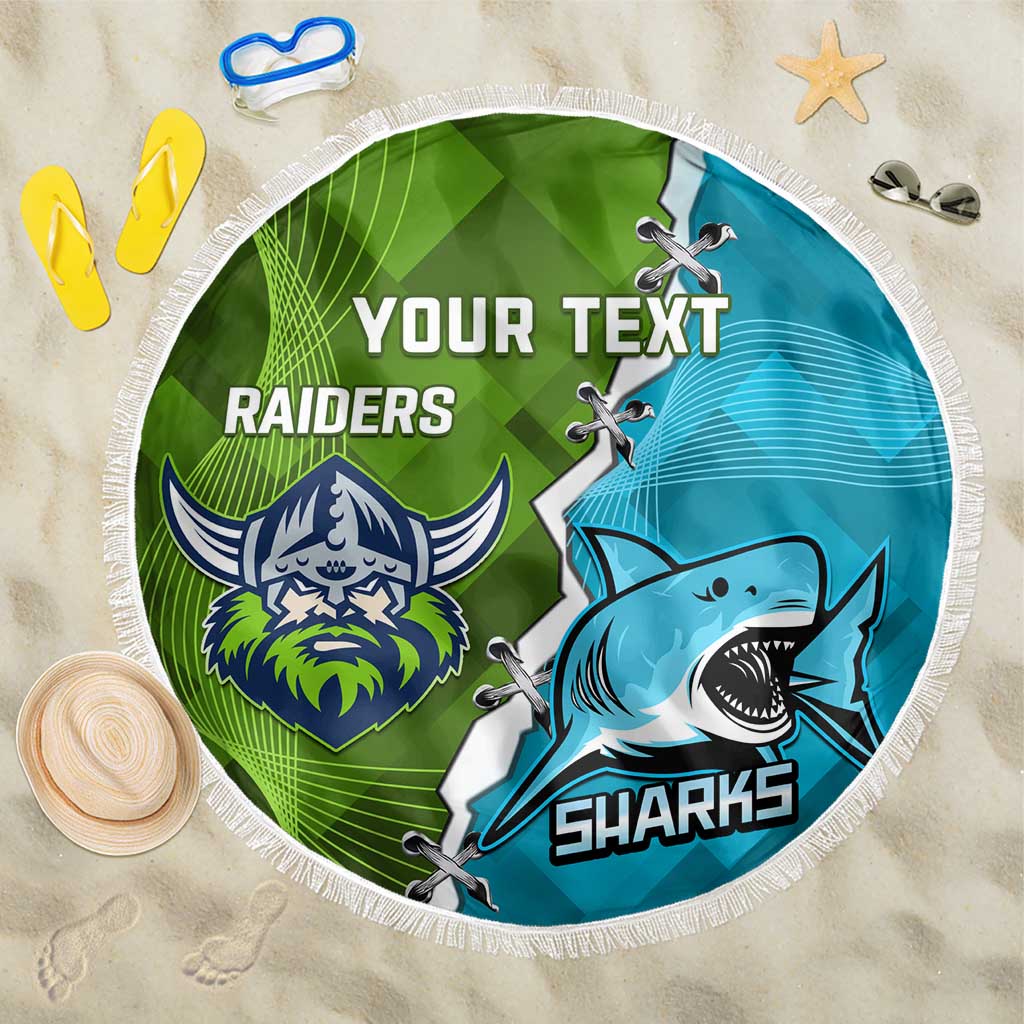 Personalised Sharks And Raiders Rugby Beach Blanket Sporty Style
