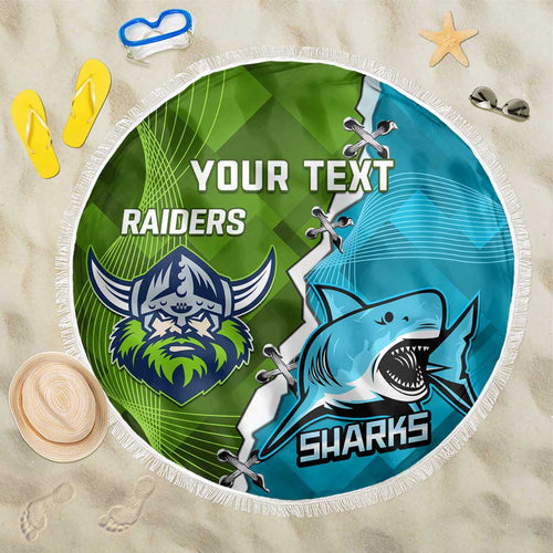 Personalised Sharks And Raiders Rugby Beach Blanket Sporty Style