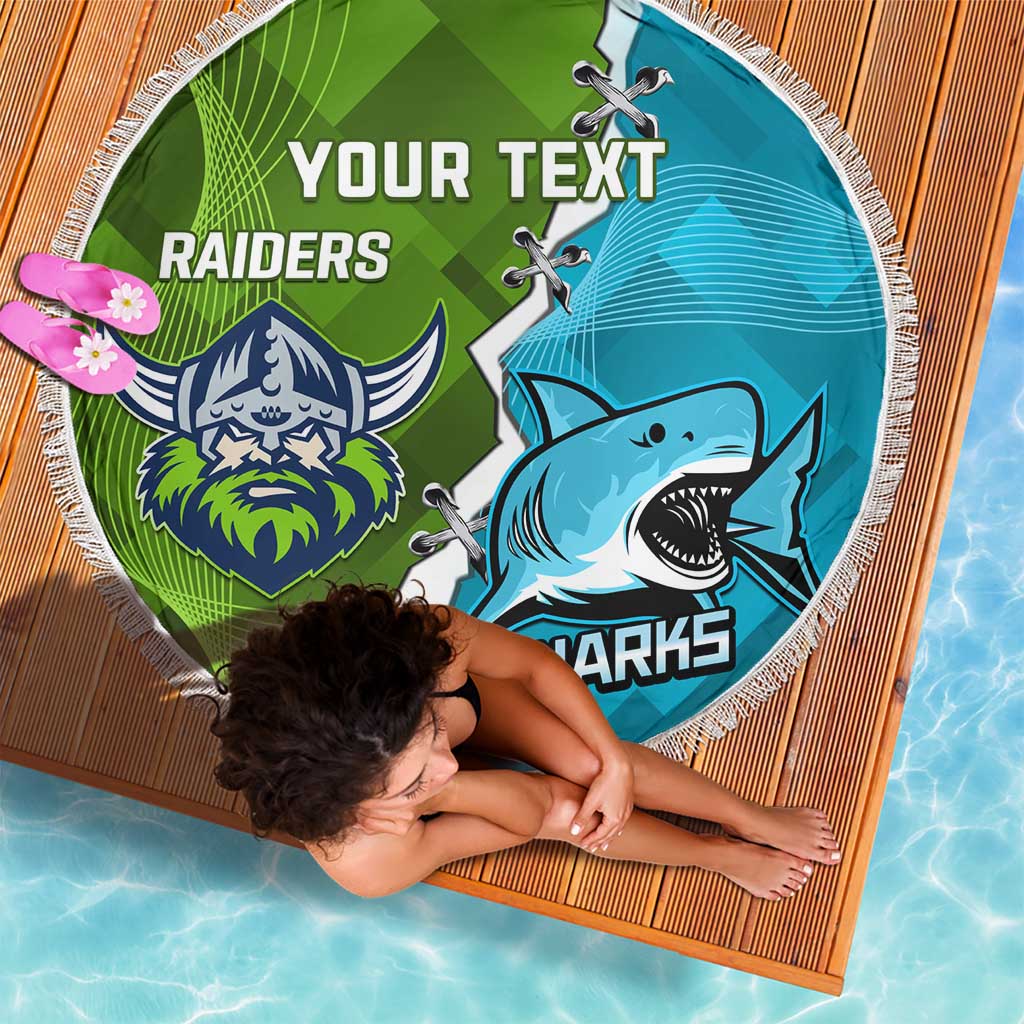 Personalised Sharks And Raiders Rugby Beach Blanket Sporty Style