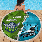 Personalised Sharks And Raiders Rugby Beach Blanket Sporty Style