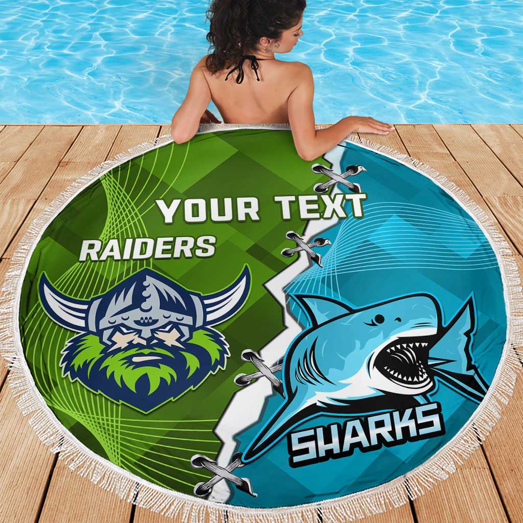 Personalised Sharks And Raiders Rugby Beach Blanket Sporty Style
