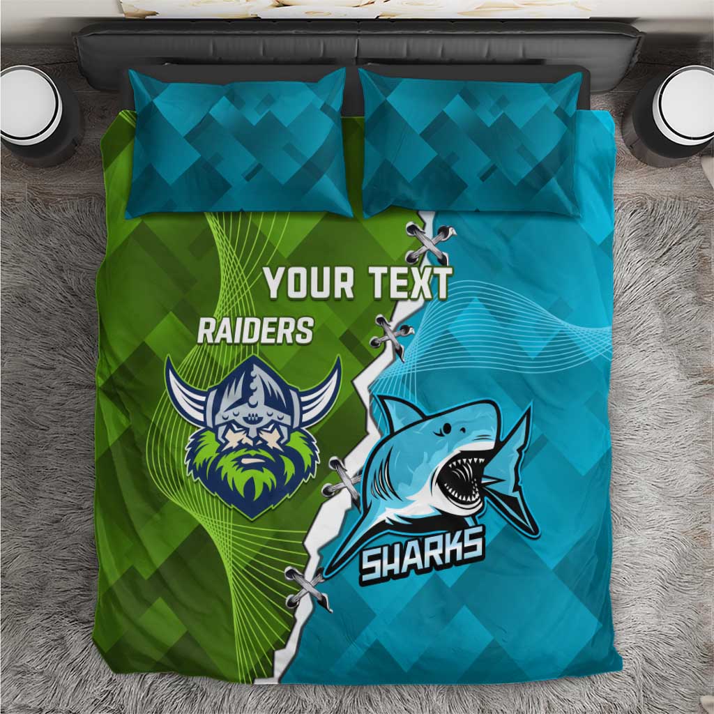 Personalised Sharks And Raiders Rugby Bedding Set Sporty Style