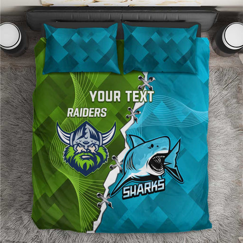 Personalised Sharks And Raiders Rugby Bedding Set Sporty Style