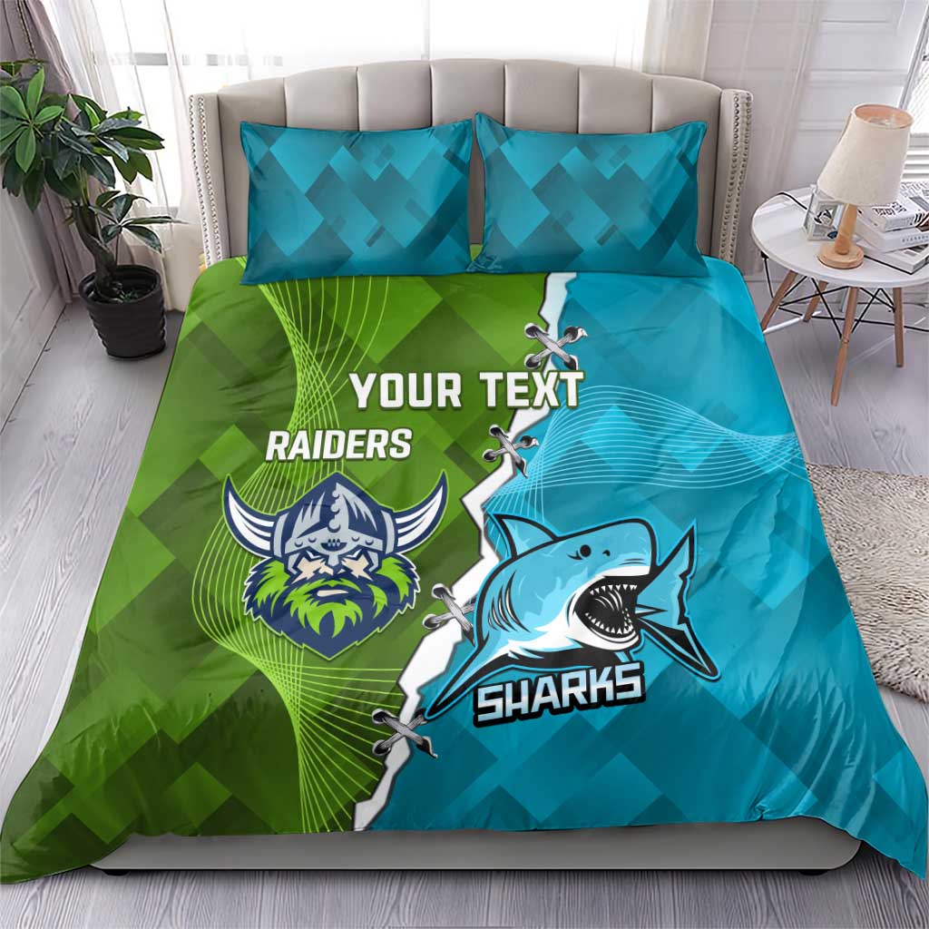 Personalised Sharks And Raiders Rugby Bedding Set Sporty Style