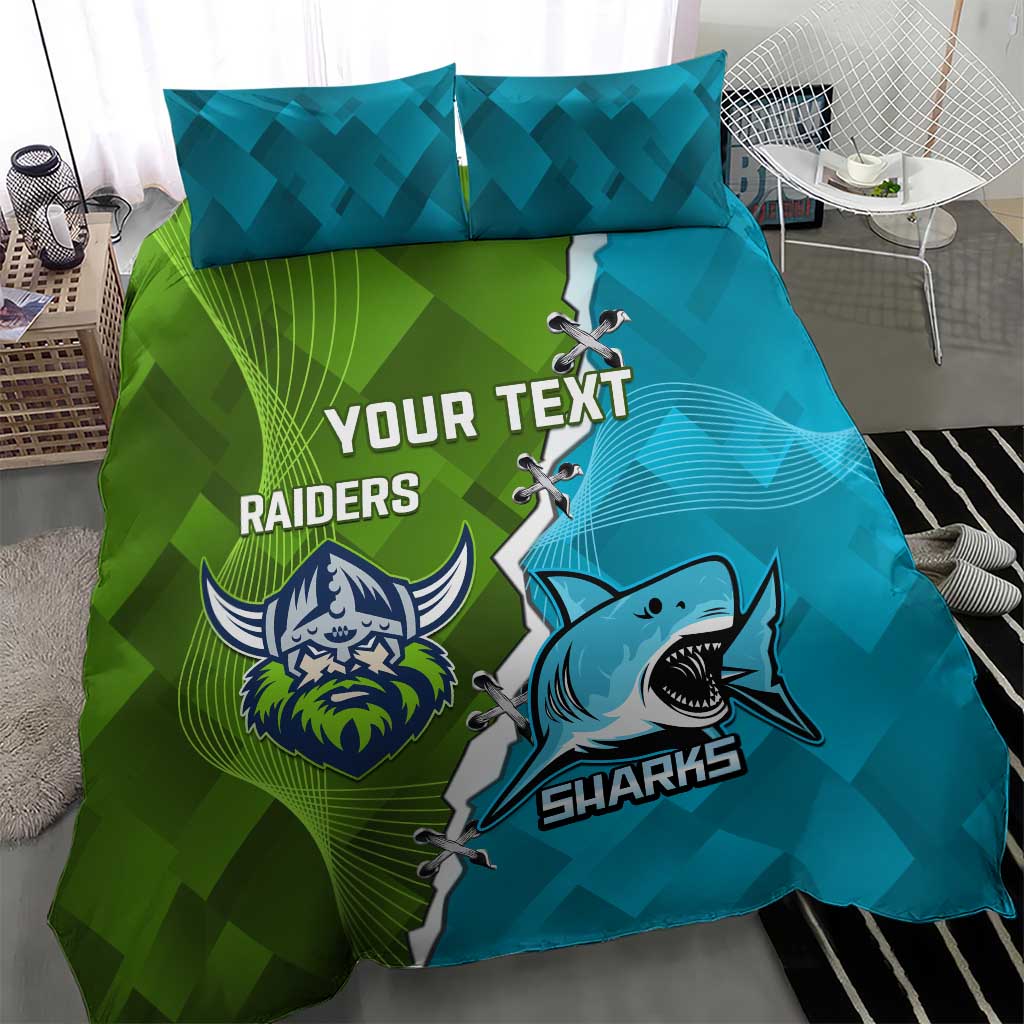 Personalised Sharks And Raiders Rugby Bedding Set Sporty Style