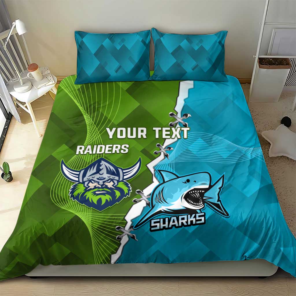 Personalised Sharks And Raiders Rugby Bedding Set Sporty Style