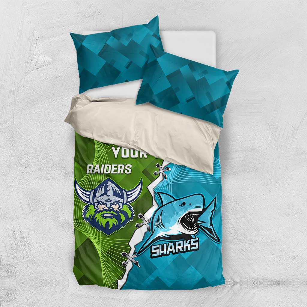 Personalised Sharks And Raiders Rugby Bedding Set Sporty Style