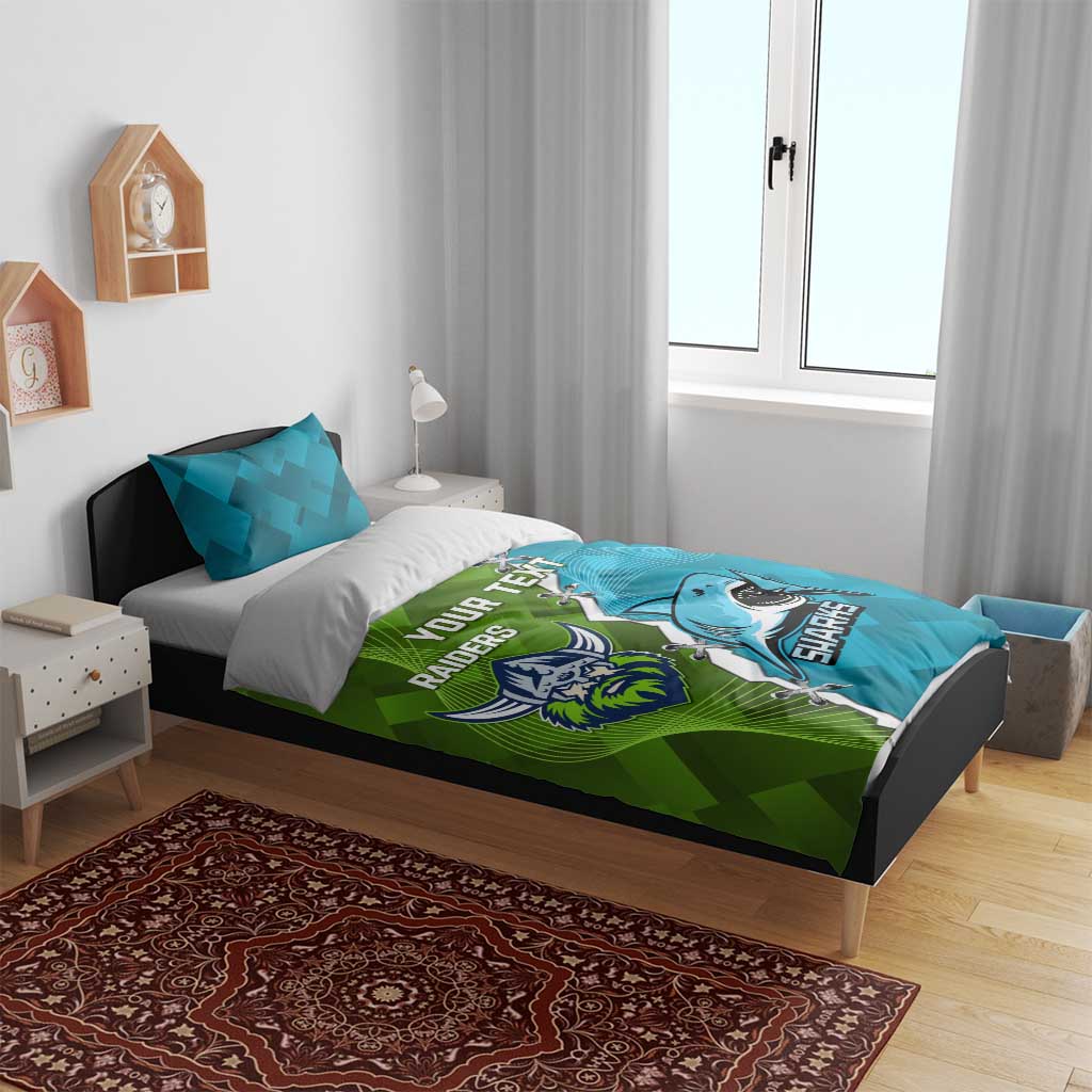 Personalised Sharks And Raiders Rugby Bedding Set Sporty Style