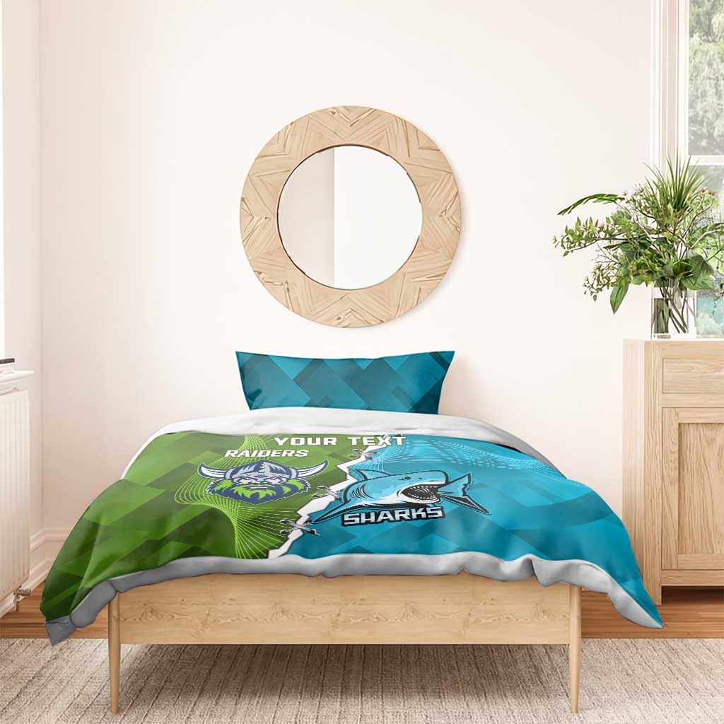 Personalised Sharks And Raiders Rugby Bedding Set Sporty Style