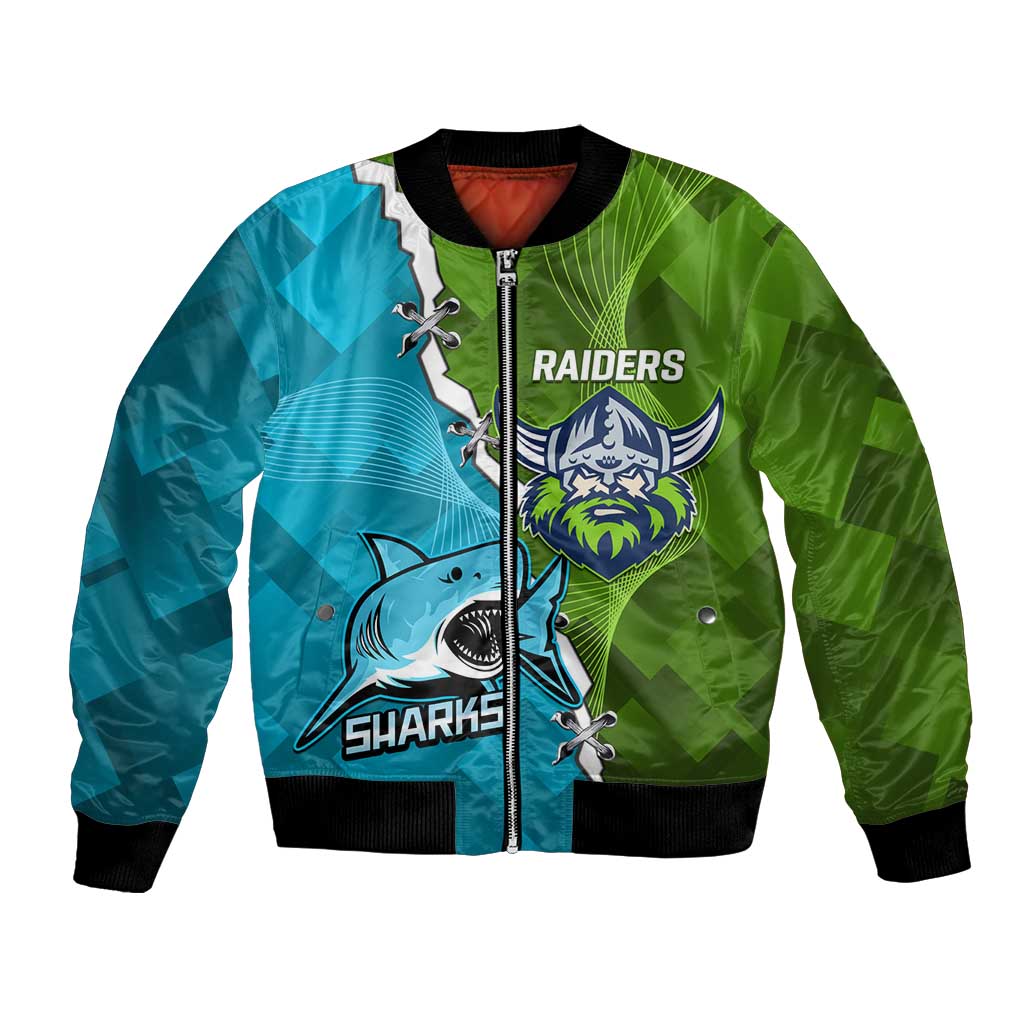 Personalised Sharks And Raiders Rugby Bomber Jacket Sporty Style