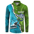Personalised Sharks And Raiders Rugby Button Sweatshirt Sporty Style