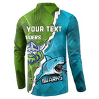 Personalised Sharks And Raiders Rugby Button Sweatshirt Sporty Style