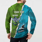 Personalised Sharks And Raiders Rugby Button Sweatshirt Sporty Style