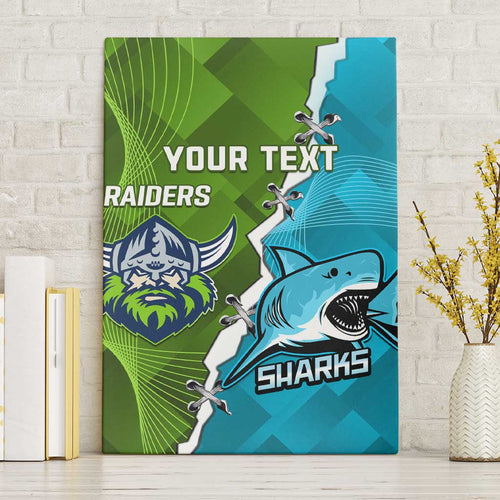 Personalised Sharks And Raiders Rugby Canvas Wall Art Sporty Style