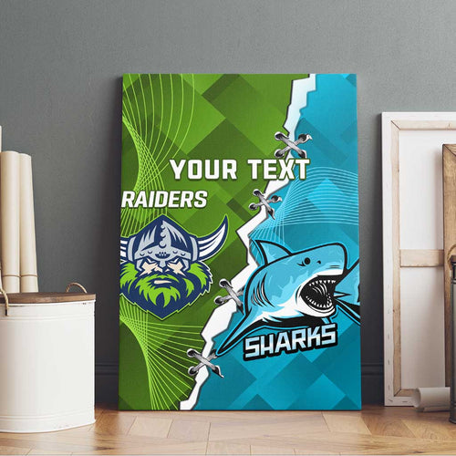 Personalised Sharks And Raiders Rugby Canvas Wall Art Sporty Style