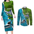 Personalised Sharks And Raiders Rugby Couples Matching Long Sleeve Bodycon Dress and Long Sleeve Button Shirt Sporty Style