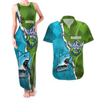 Personalised Sharks And Raiders Rugby Couples Matching Tank Maxi Dress and Hawaiian Shirt Sporty Style