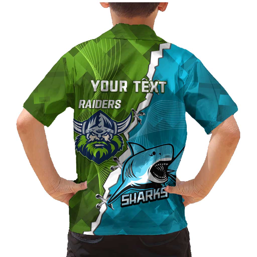 Personalised Sharks And Raiders Rugby Family Matching Mermaid Dress and Hawaiian Shirt Sporty Style