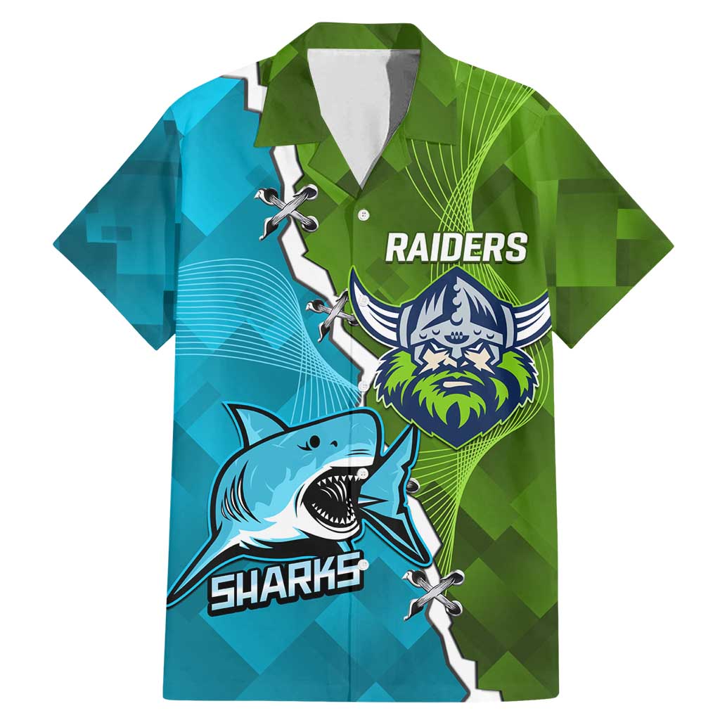 Personalised Sharks And Raiders Rugby Family Matching Mermaid Dress and Hawaiian Shirt Sporty Style