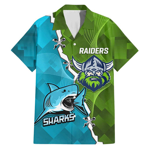 Personalised Sharks And Raiders Rugby Family Matching Mermaid Dress and Hawaiian Shirt Sporty Style
