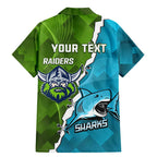 Personalised Sharks And Raiders Rugby Family Matching Mermaid Dress and Hawaiian Shirt Sporty Style