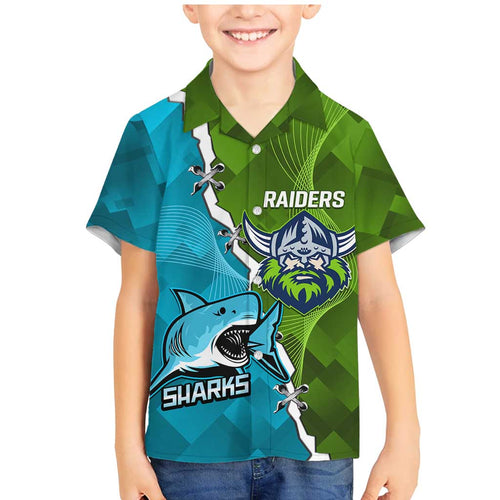 Personalised Sharks And Raiders Rugby Family Matching Mermaid Dress and Hawaiian Shirt Sporty Style