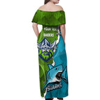 Personalised Sharks And Raiders Rugby Family Matching Off Shoulder Maxi Dress and Hawaiian Shirt Sporty Style