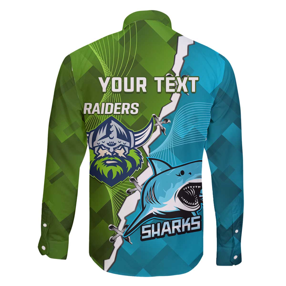 Personalised Sharks And Raiders Rugby Family Matching Off Shoulder Short Dress and Hawaiian Shirt Sporty Style
