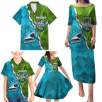 Personalised Sharks And Raiders Rugby Family Matching Puletasi and Hawaiian Shirt Sporty Style