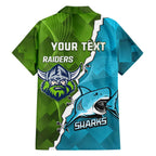 Personalised Sharks And Raiders Rugby Family Matching Puletasi and Hawaiian Shirt Sporty Style