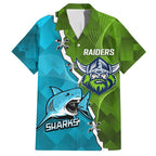 Personalised Sharks And Raiders Rugby Family Matching Short Sleeve Bodycon Dress and Hawaiian Shirt Sporty Style