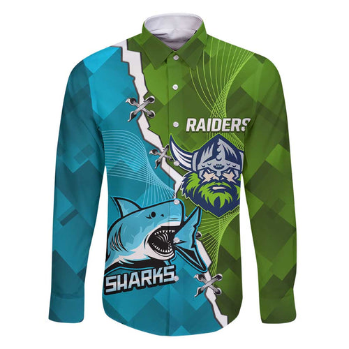 Personalised Sharks And Raiders Rugby Family Matching Short Sleeve Bodycon Dress and Hawaiian Shirt Sporty Style