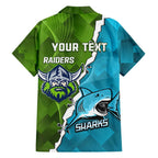 Personalised Sharks And Raiders Rugby Family Matching Summer Maxi Dress and Hawaiian Shirt Sporty Style