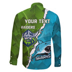 Personalised Sharks And Raiders Rugby Family Matching Summer Maxi Dress and Hawaiian Shirt Sporty Style