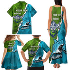 Personalised Sharks And Raiders Rugby Family Matching Tank Maxi Dress and Hawaiian Shirt Sporty Style