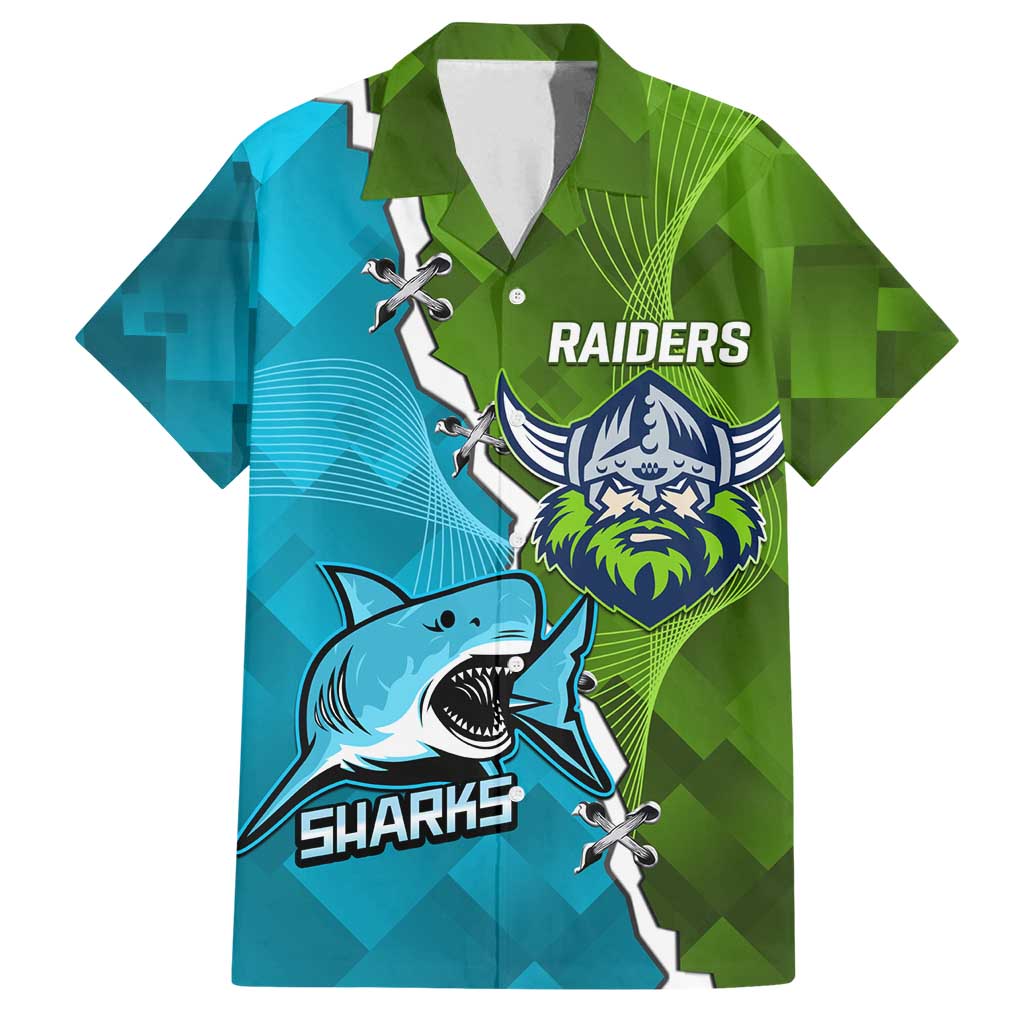 Personalised Sharks And Raiders Rugby Family Matching Tank Maxi Dress and Hawaiian Shirt Sporty Style