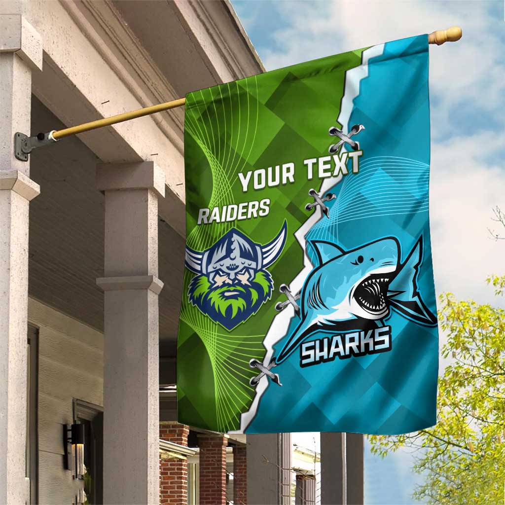 Personalised Sharks And Raiders Rugby Garden Flag Sporty Style