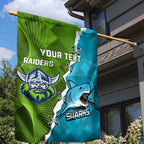 Personalised Sharks And Raiders Rugby Garden Flag Sporty Style