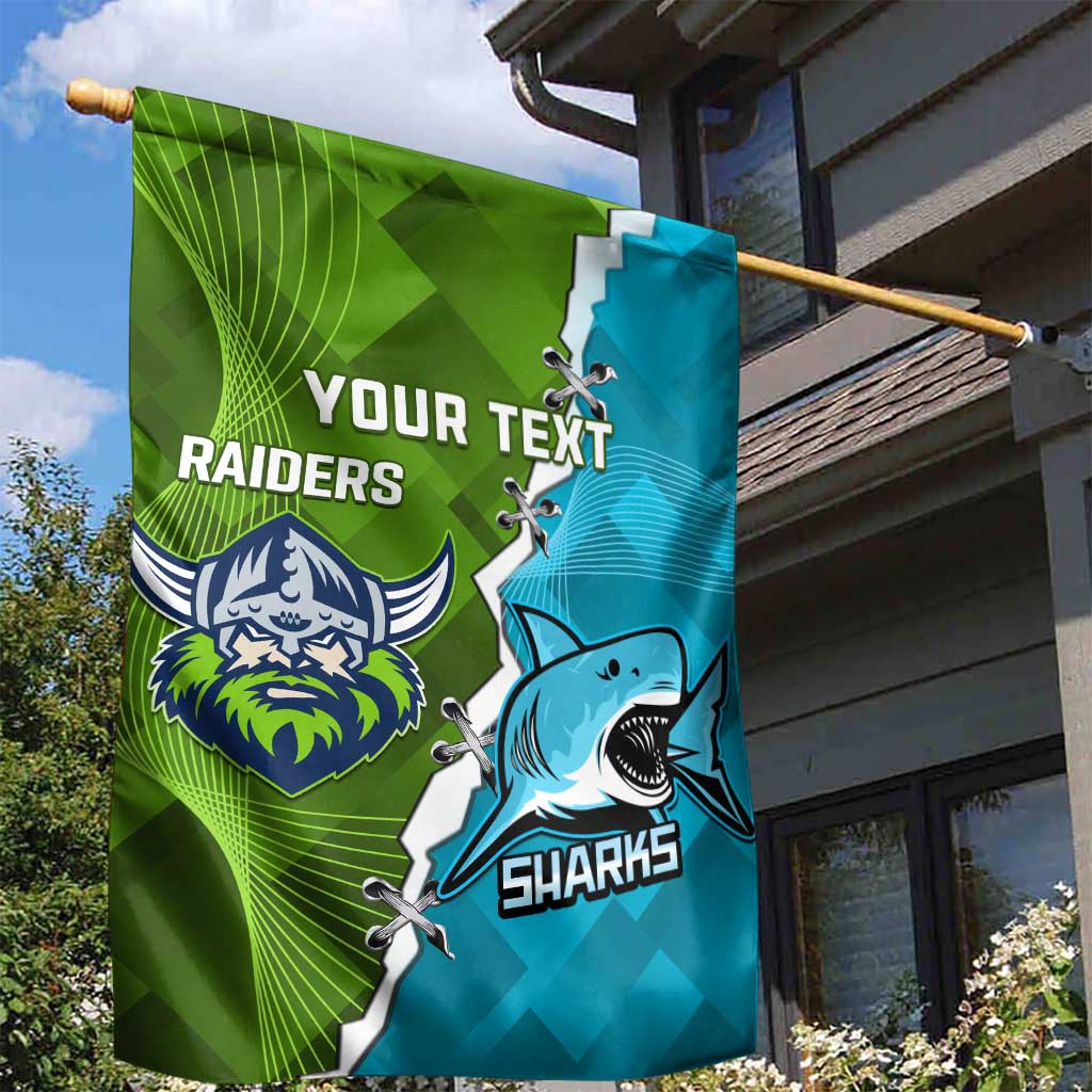 Personalised Sharks And Raiders Rugby Garden Flag Sporty Style