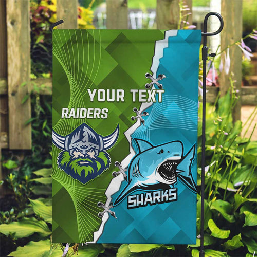 Personalised Sharks And Raiders Rugby Garden Flag Sporty Style