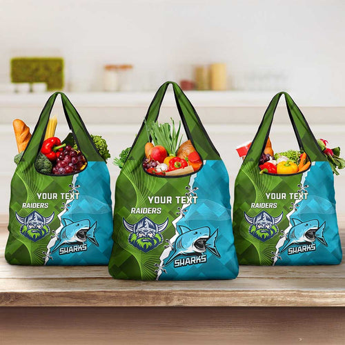 Personalised Sharks And Raiders Rugby Grocery Bag Sporty Style