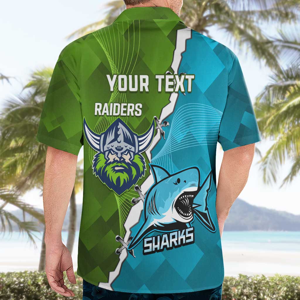 Personalised Sharks And Raiders Rugby Hawaiian Shirt Sporty Style