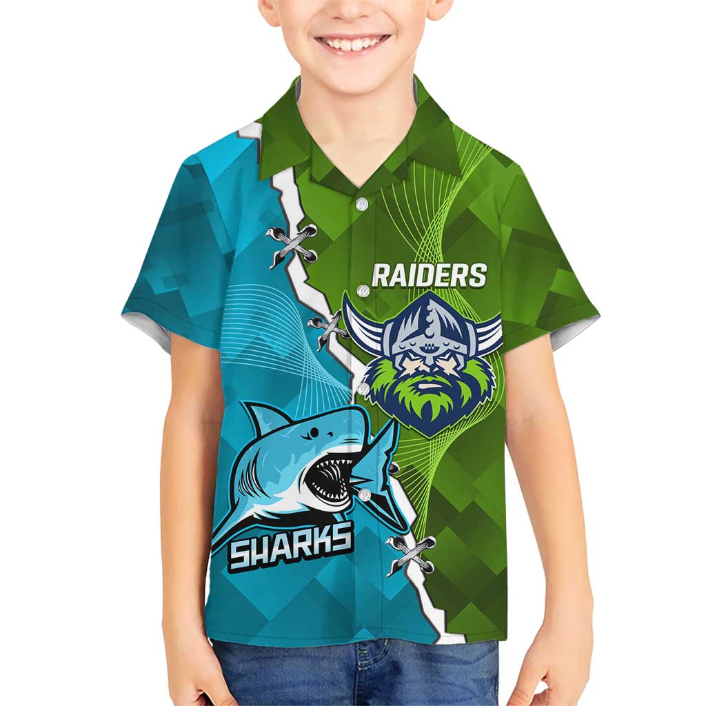 Personalised Sharks And Raiders Rugby Hawaiian Shirt Sporty Style