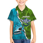 Personalised Sharks And Raiders Rugby Hawaiian Shirt Sporty Style