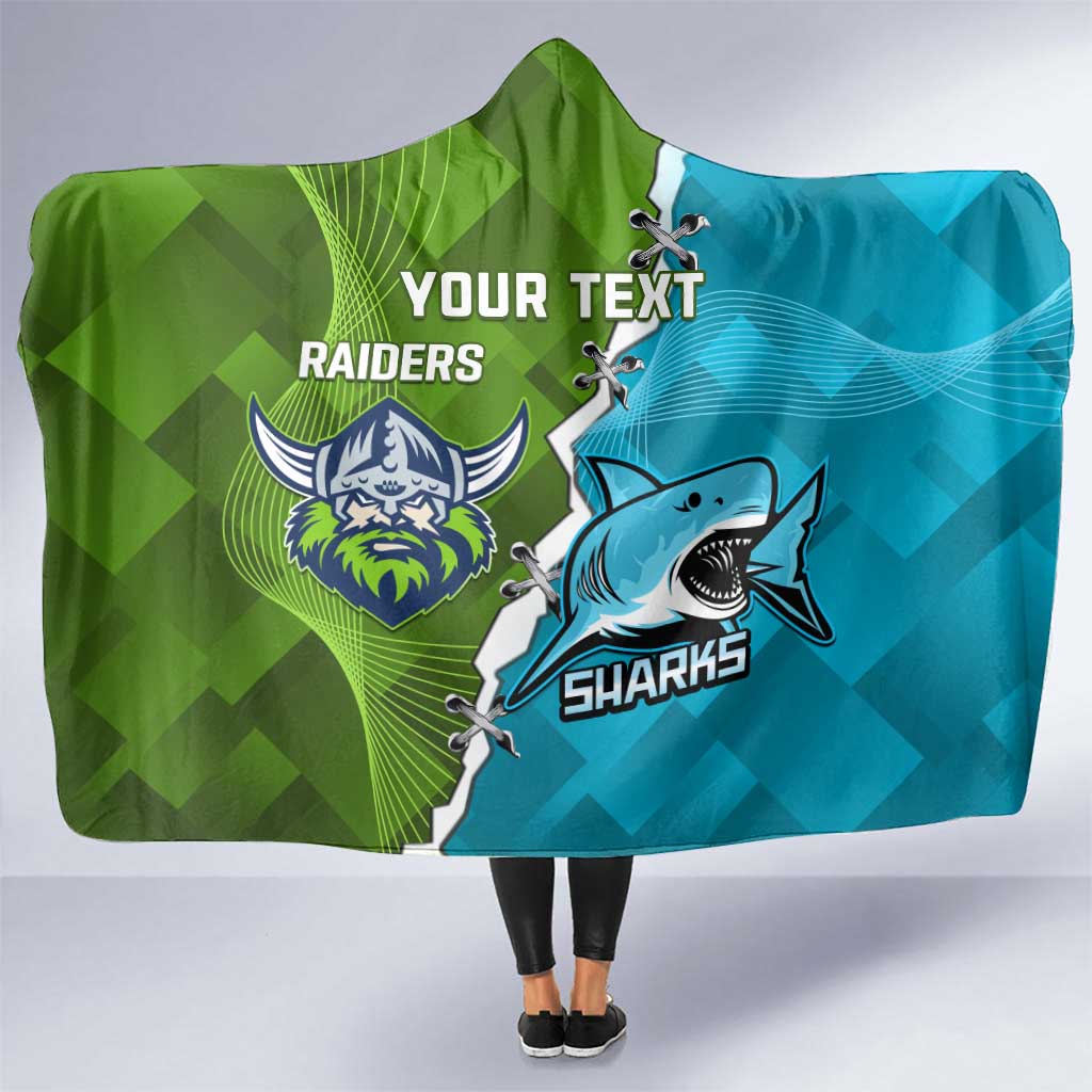 Personalised Sharks And Raiders Rugby Hooded Blanket Sporty Style