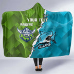 Personalised Sharks And Raiders Rugby Hooded Blanket Sporty Style