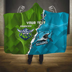 Personalised Sharks And Raiders Rugby Hooded Blanket Sporty Style