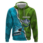 Personalised Sharks And Raiders Rugby Hoodie Sporty Style