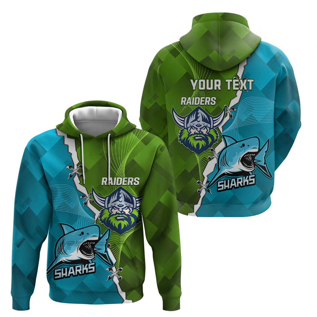 Personalised Sharks And Raiders Rugby Hoodie Sporty Style
